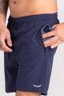 Bermuda Tactel Elastano com Zíper - Azul