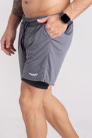 Shorts Dry-Fit 2 em 1 - Cinza