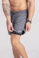 Shorts Dry-Fit 2 em 1 - Cinza
