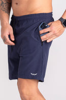 Bermuda Tactel Elastano com Zíper - Azul