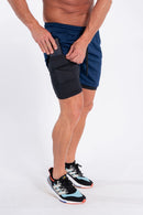 Shorts Dry-Fit 2 em 1 - Azul