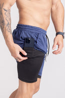 Shorts Dry-Fit 2 em 1 - Azul